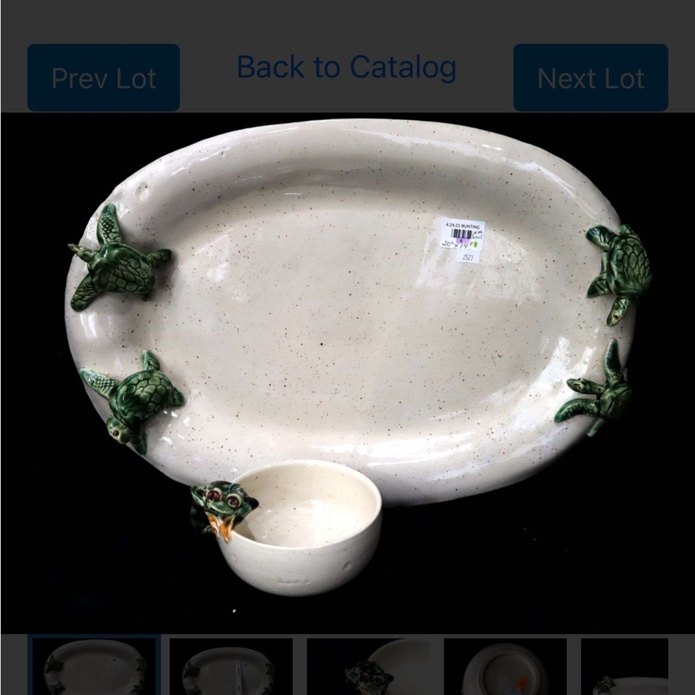 Signed and Numbered 03 Studio Tableware with Figural Frogs by Wessel - 20 x 14